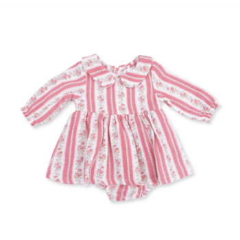 Angel Dear Angel Dear Suzie Floral Stripe Bubble With Peter Pan Collar