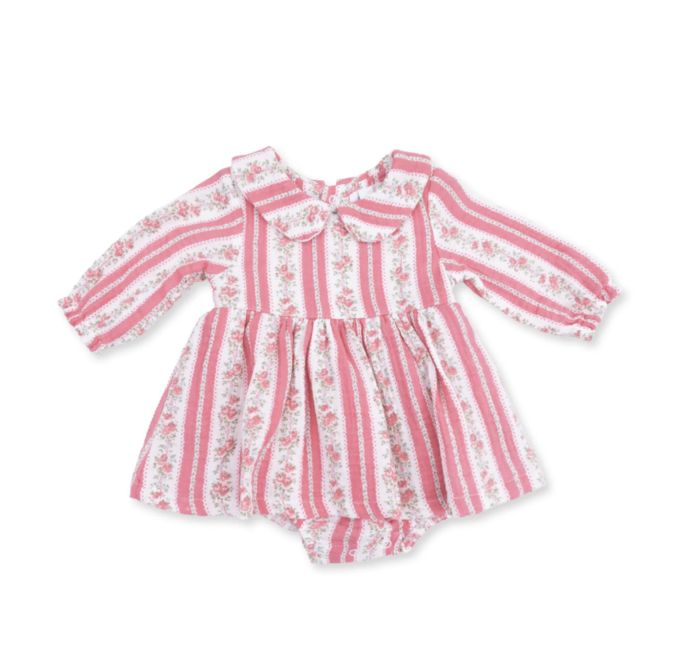Angel Dear Angel Dear Suzie Floral Stripe Bubble With Peter Pan Collar