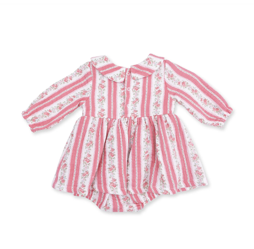 Angel Dear Angel Dear Suzie Floral Stripe Bubble With Peter Pan Collar