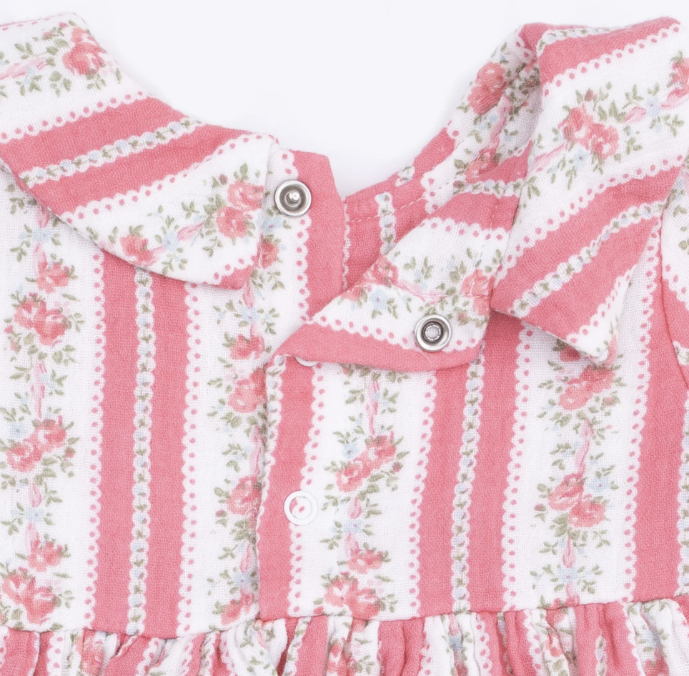 Angel Dear Angel Dear Suzie Floral Stripe Bubble With Peter Pan Collar