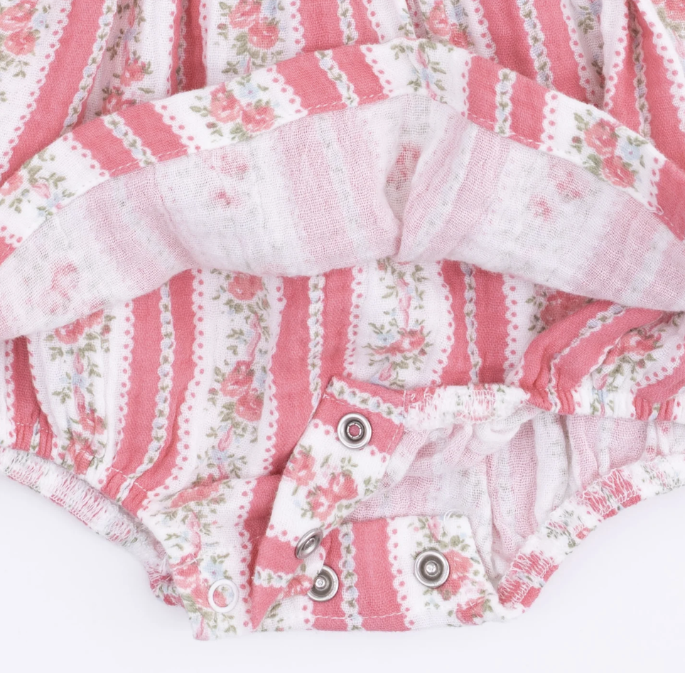 Angel Dear Angel Dear Suzie Floral Stripe Bubble With Peter Pan Collar
