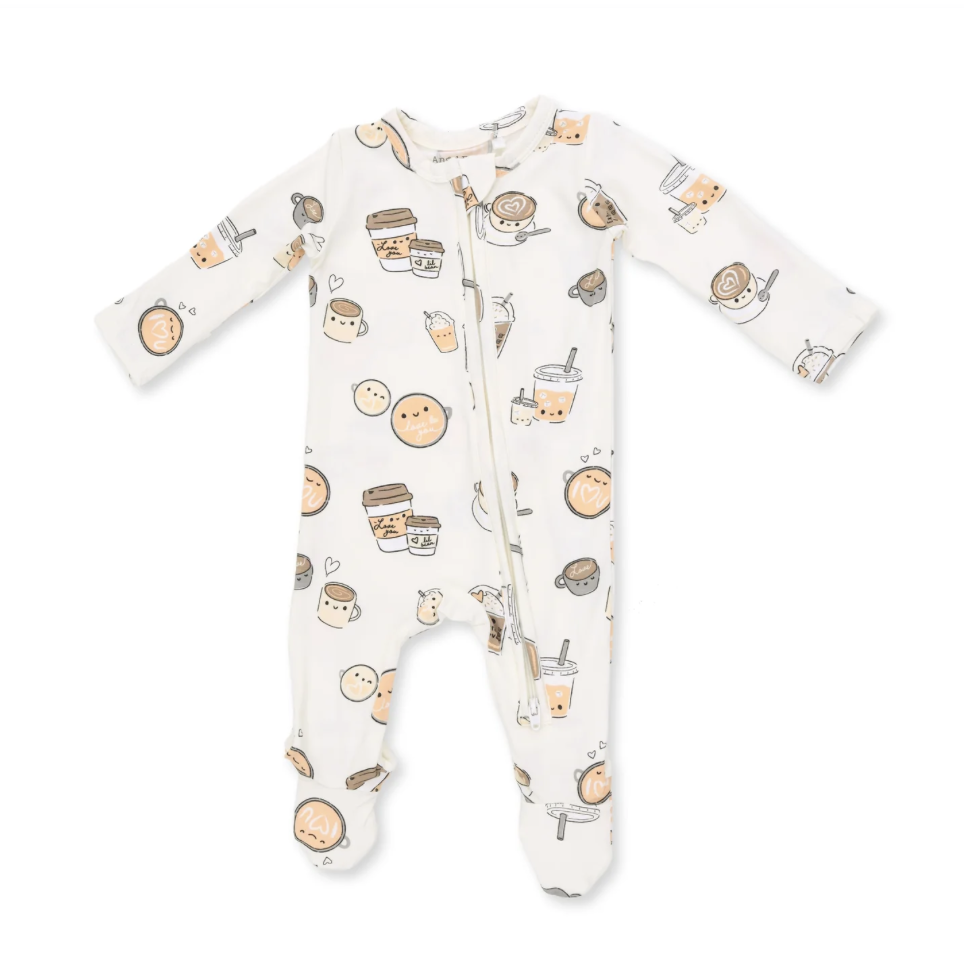 Angel Dear Angel Dear Love you A Latte 2 Way Zipper Footie