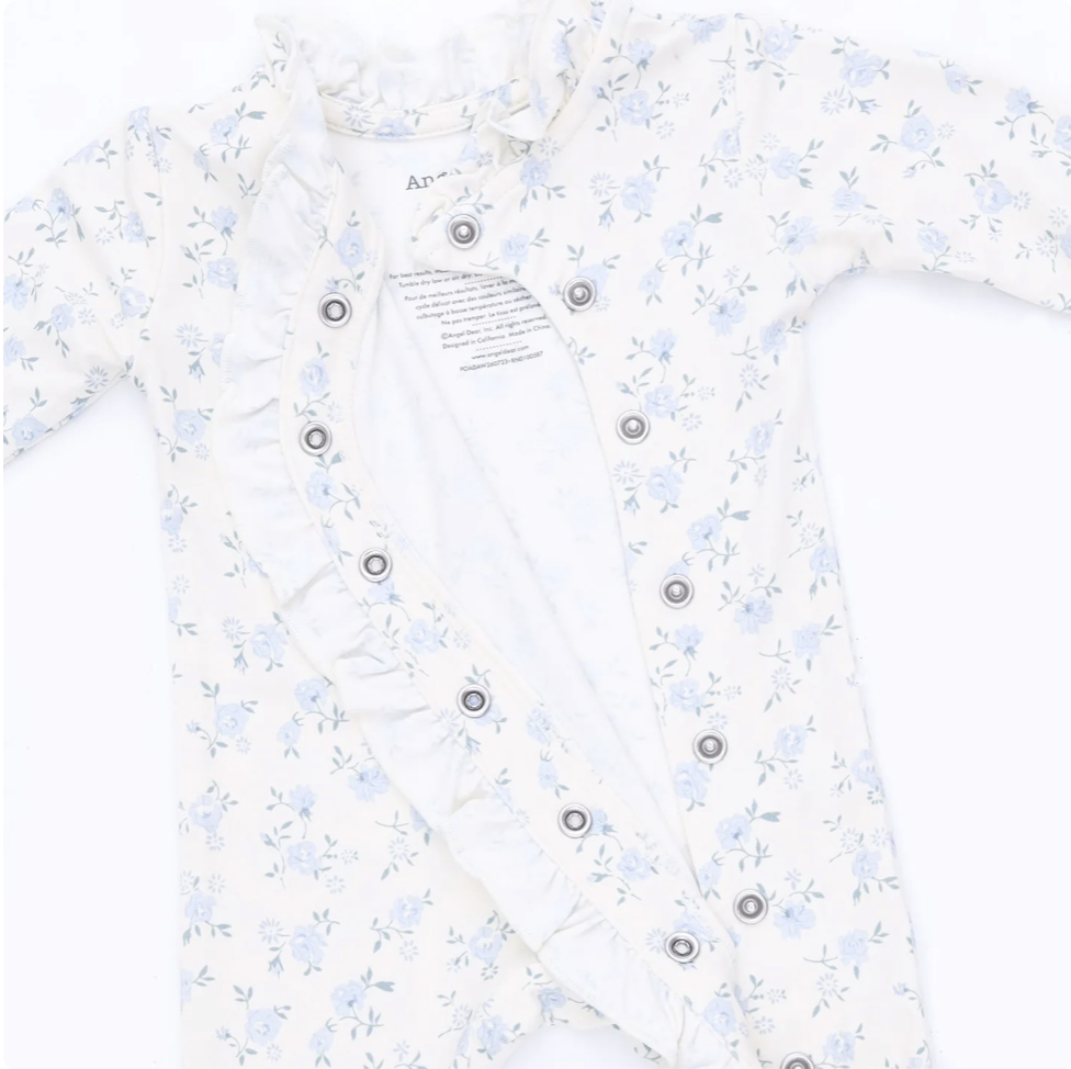 Angel Dear Angel Dear Rose Briar Kimono Ruffle Snap Footie