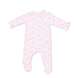 Angel Dear Angel Dear Ballet Shoes Ribbon Stripe Kimono Ruffle Snap Footie