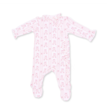 Angel Dear Angel Dear Ballet Shoes Ribbon Stripe Kimono Ruffle Snap Footie