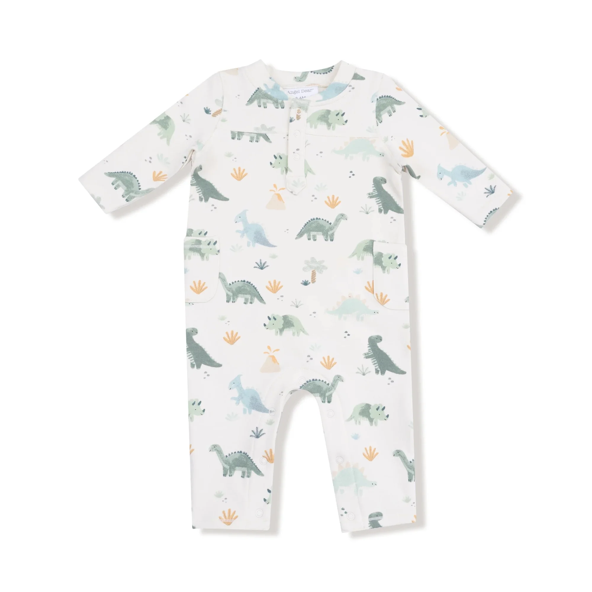 Angel Dear Angel Dear Dinos French Terry Uni Romper