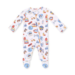 Angel Dear Angel Dear Vintage Ski Patches 2 Way Zipper Footie