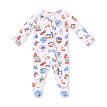 Angel Dear Angel Dear Vintage Ski Patches 2 Way Zipper Footie