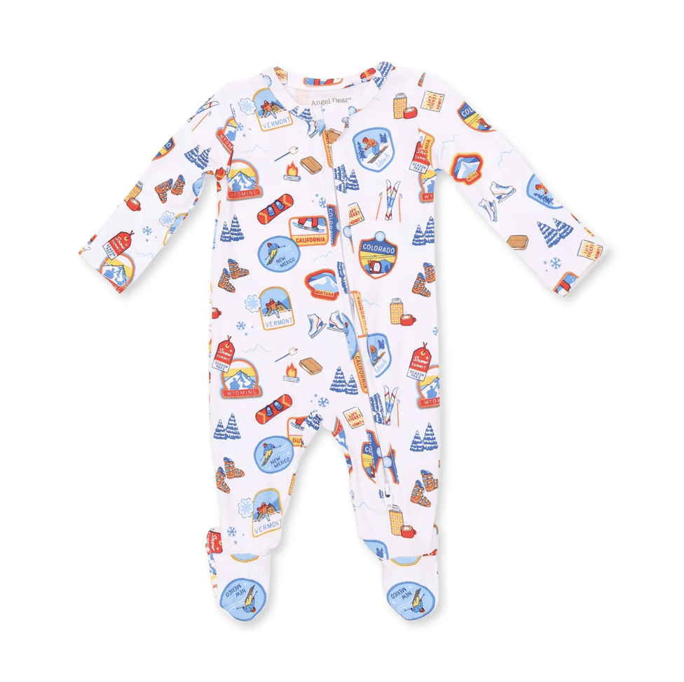 Angel Dear Angel Dear Vintage Ski Patches 2 Way Zipper Footie