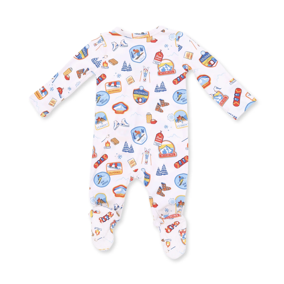 Angel Dear Angel Dear Vintage Ski Patches 2 Way Zipper Footie