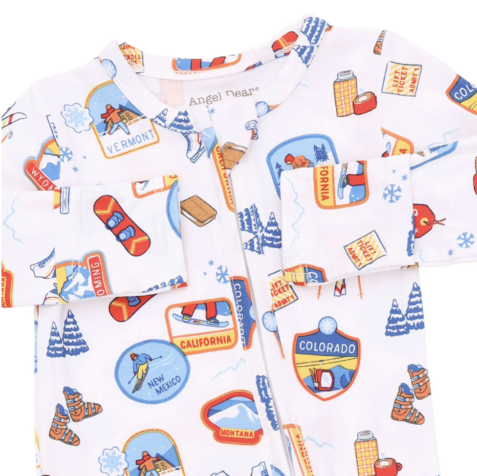 Angel Dear Angel Dear Vintage Ski Patches 2 Way Zipper Footie