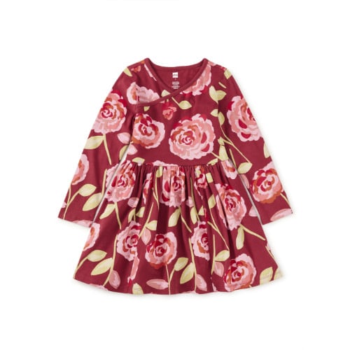 Tea Collection Tea Long Sleeve Wrap Neck Dress