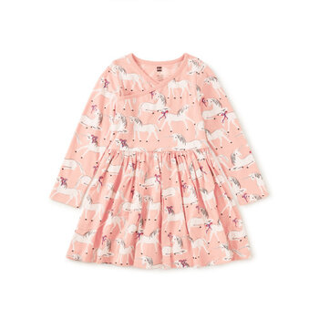 Tea Collection Tea Long Sleeve Wrap Neck Dress