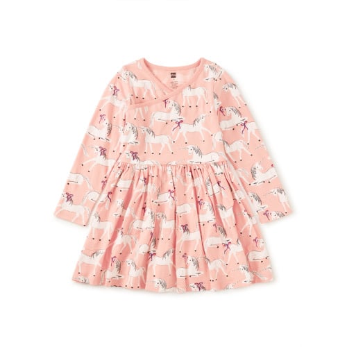 Tea Collection Tea Long Sleeve Wrap Neck Dress