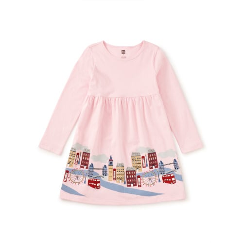 Tea Collection Tea Long Sleeve London Cityscape Skirted Dress