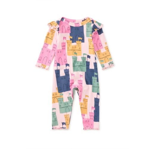 Tea Collection Tea Ruffle Shoulder Baby Romper