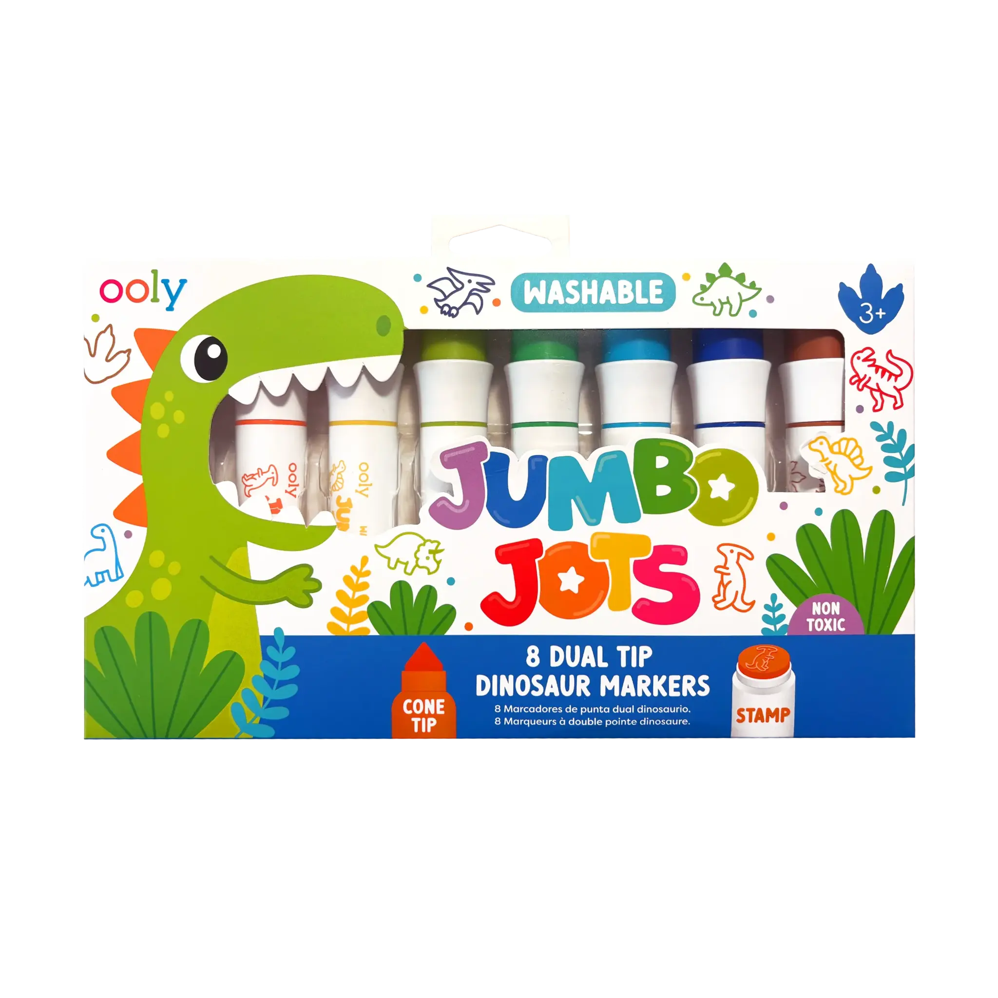ooly Ooly Jumbo Jots Dual Tip Dinosaur Stamp Markers - Set of 8