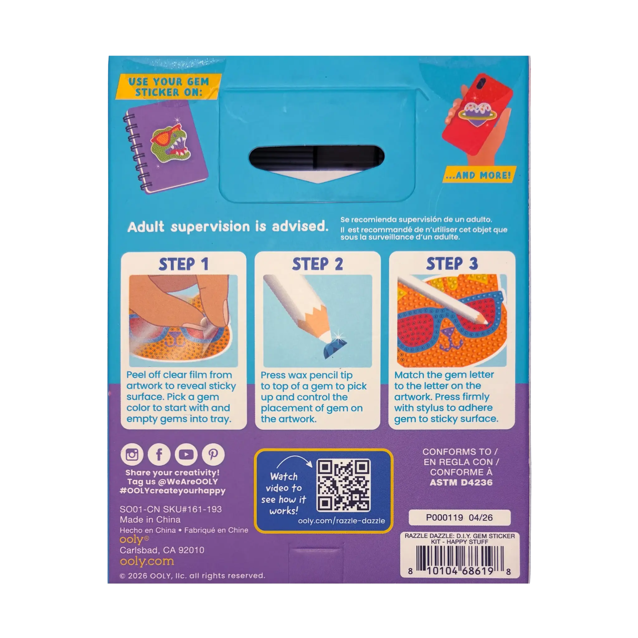 ooly Ooly Mini Razzle Dazzle DIY Gem Sticker Kit - Happy Stuff