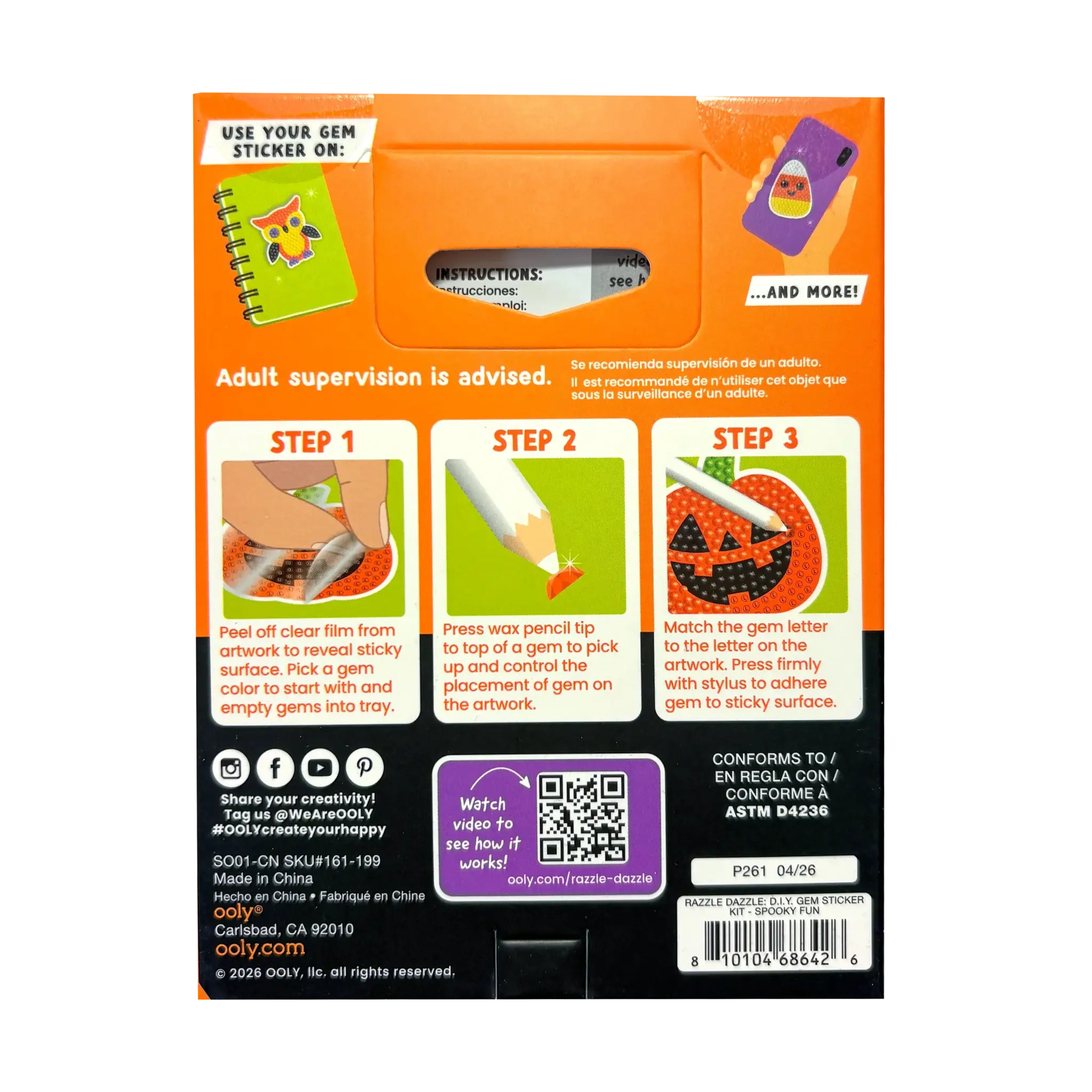 ooly Ooly Mini Razzle Dazzle DIY Gem Sticker Kit - Spooky Fun