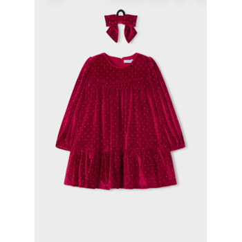 Mayoral Mayoral Velvet Dress w/ Hair Tie