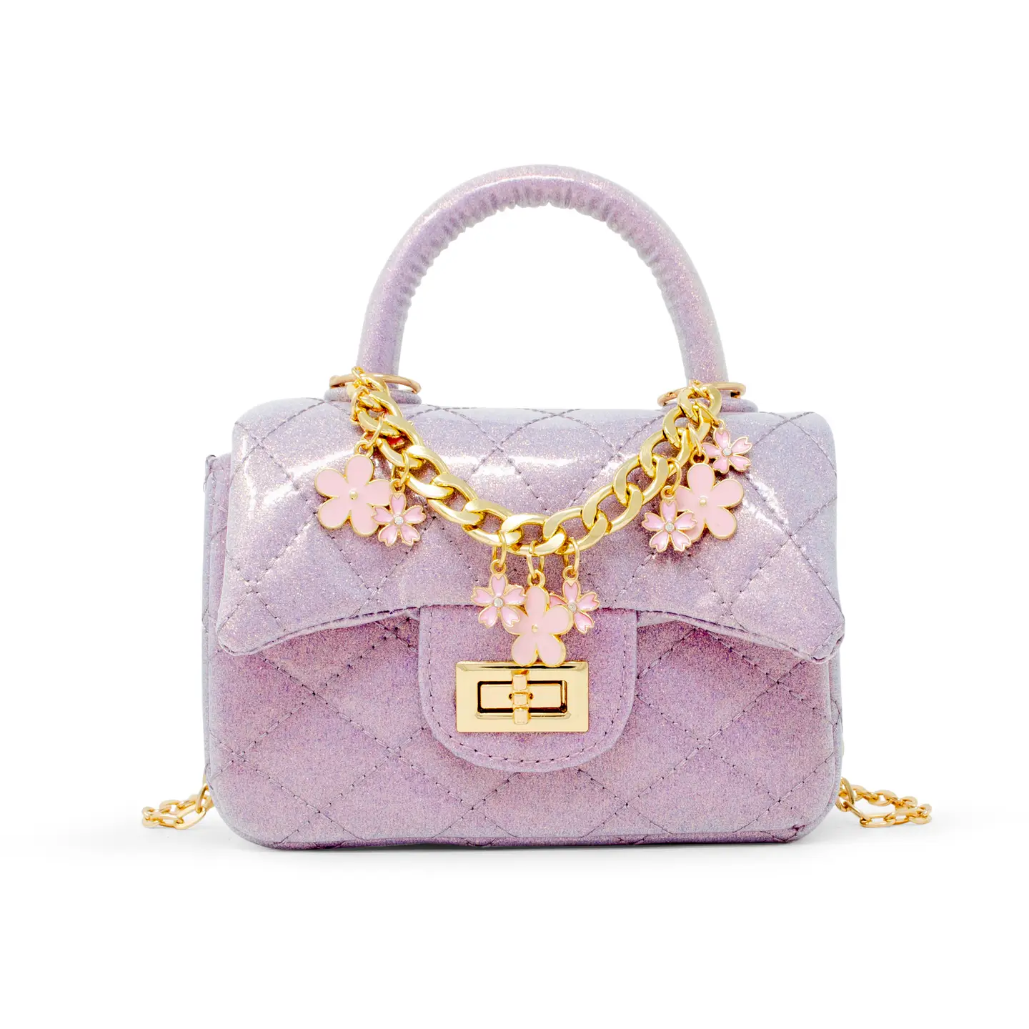 Classic Sparkle Top Handle Handbag  Baby Purple