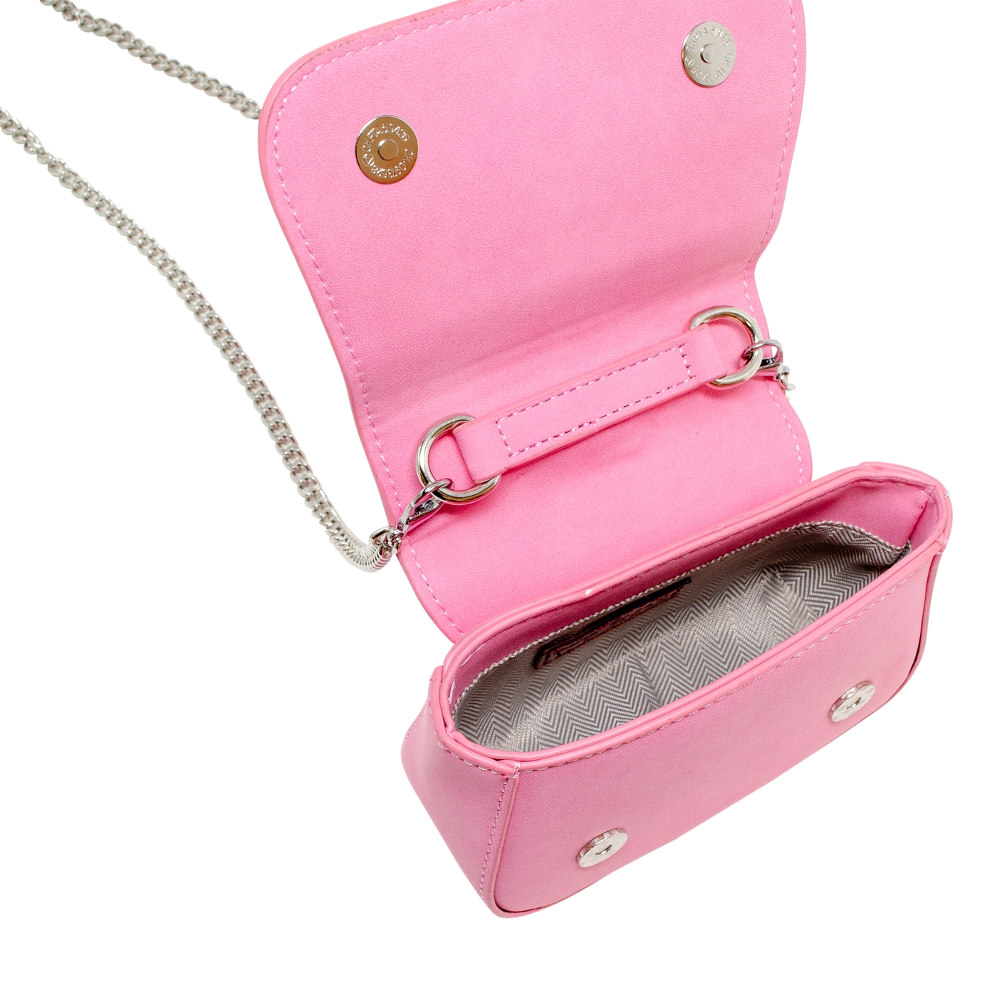Tiny Metal Pearl Handle Heart Bag - Pink