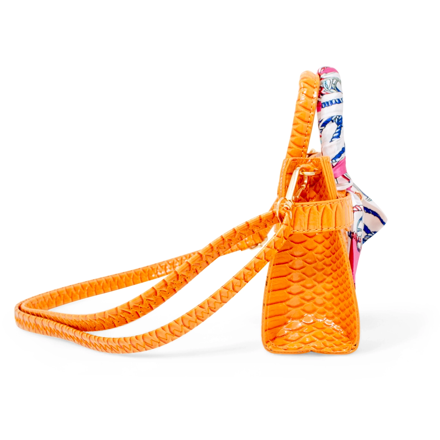 Vivid Crocodile Scarf Handbag Orange
