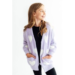Mila & Rose Mila & Rose Lavender Heart Cozy Cardigan