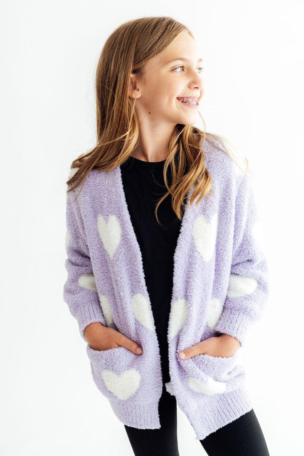 Mila & Rose Mila & Rose Lavender Heart Cozy Cardigan