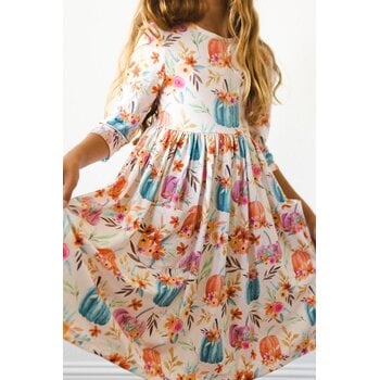 Mila & Rose Mila & Rose Harvest Blooms 3/4 Sleeve Pocket Twirl Dress