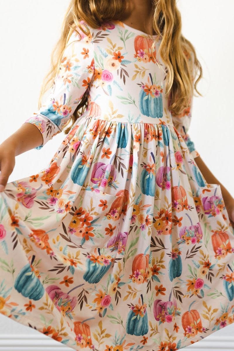 Mila & Rose Mila & Rose Harvest Blooms 3/4 Sleeve Pocket Twirl Dress