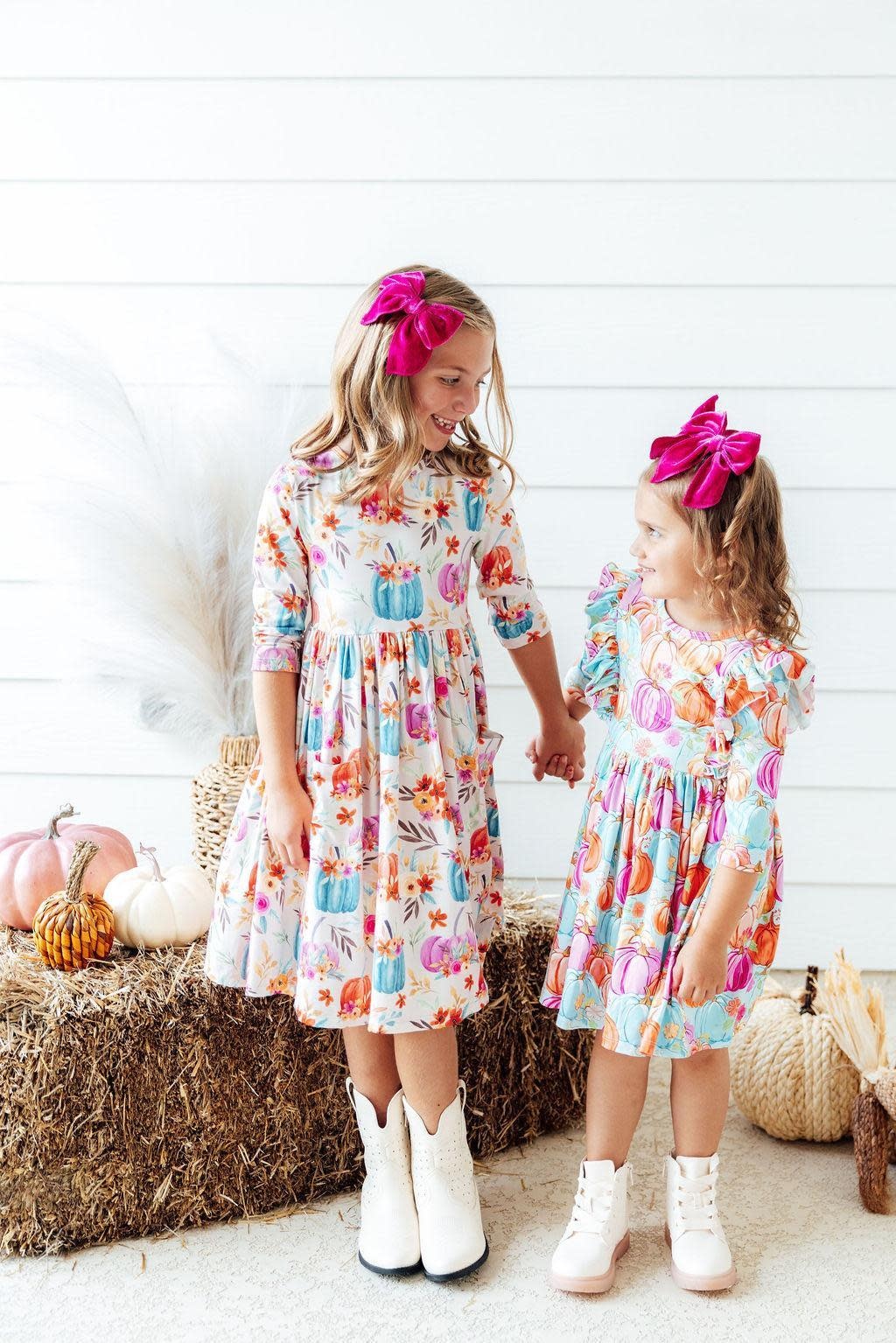 Mila & Rose Mila & Rose Harvest Blooms 3/4 Sleeve Pocket Twirl Dress