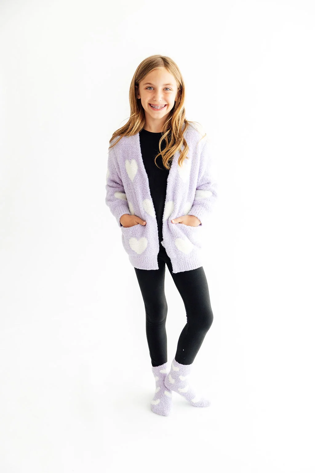 Mila & Rose Mila & Rose Lavender Heart Cozy Cardigan