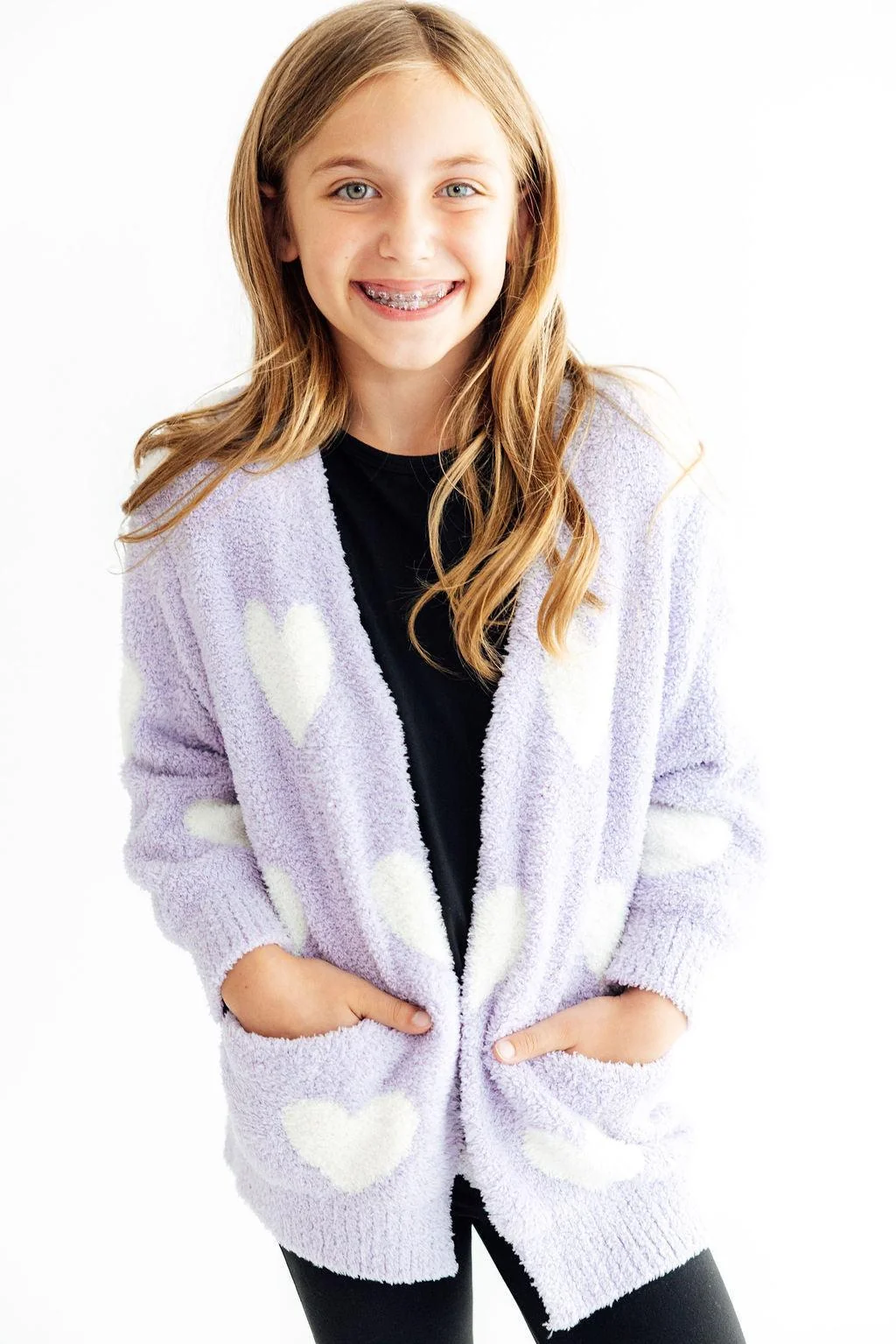 Mila & Rose Mila & Rose Lavender Heart Cozy Cardigan