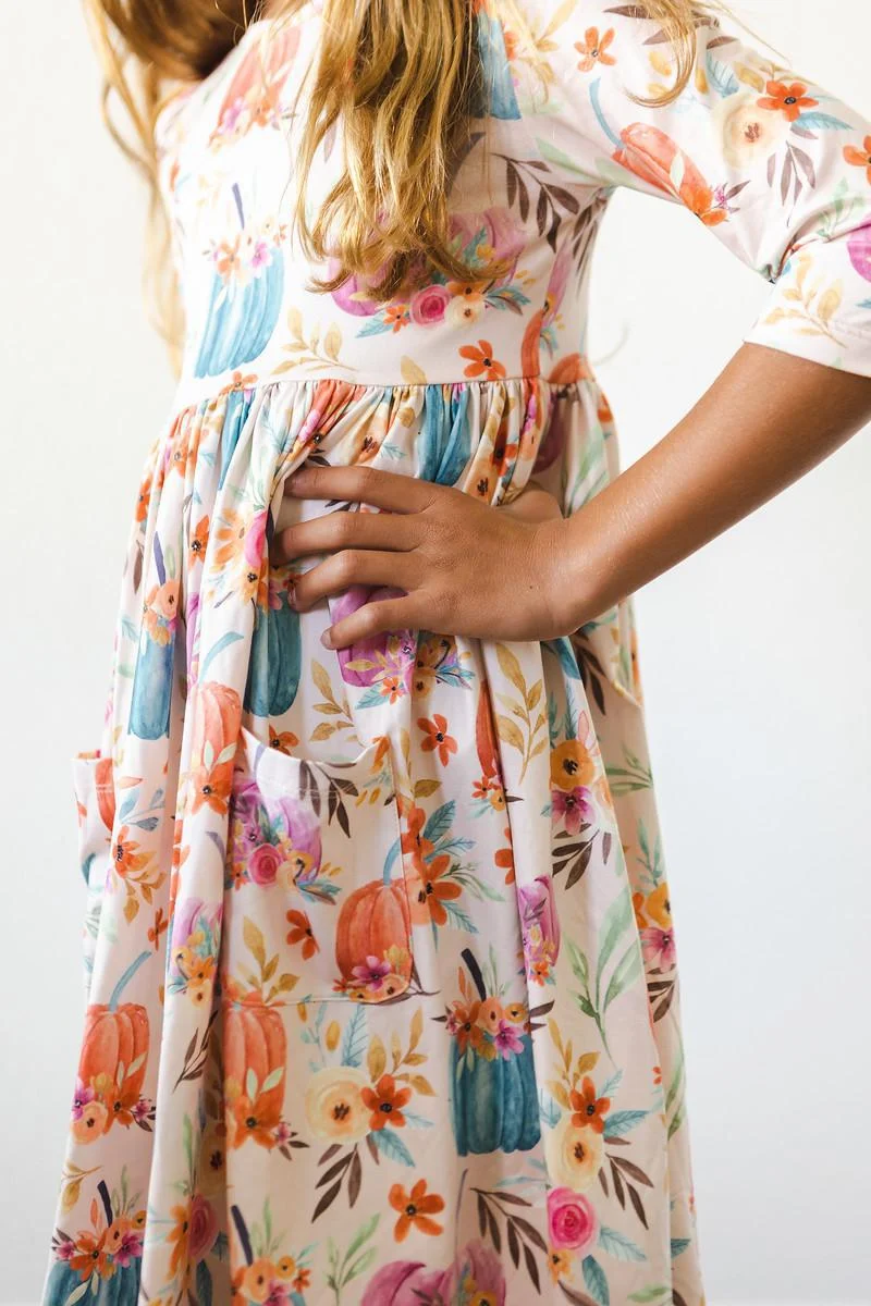 Mila & Rose Mila & Rose Harvest Blooms 3/4 Sleeve Pocket Twirl Dress