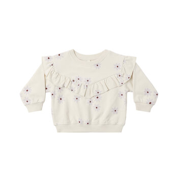 Quincy Mae Quincy Mae Blue Daisy Ruffle Fleece Sweatshirt