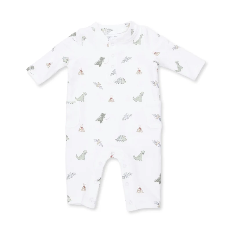 Angel Dear Angel Dear Dinos French Terry Uni Romper