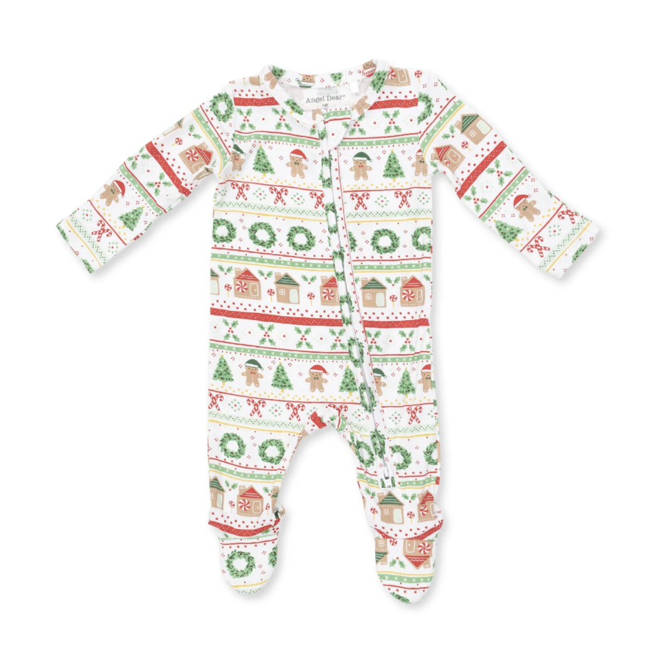Angel Dear Angel Dear Gingerbread Fair Isle 2 Way Zipper Footie