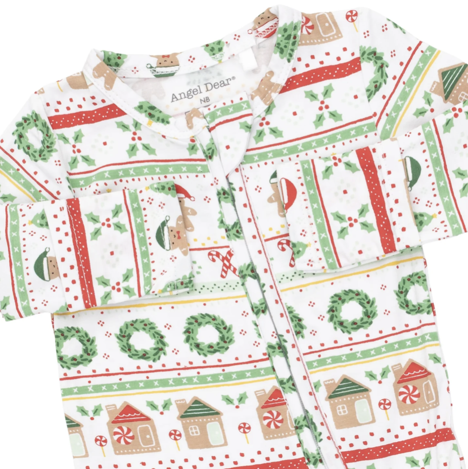 Angel Dear Angel Dear Gingerbread Fair Isle 2 Way Zipper Footie