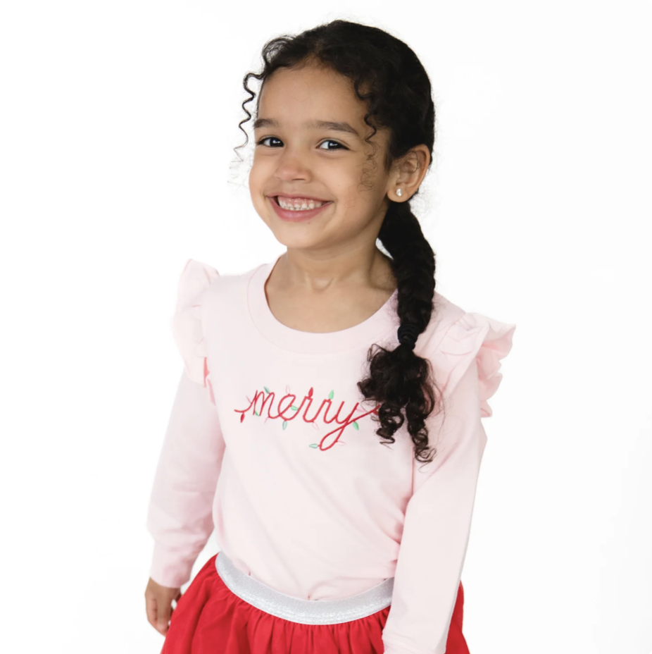 Angel Dear Angel Dear Christmas Lights Merry Ruffle Sweatshirt
