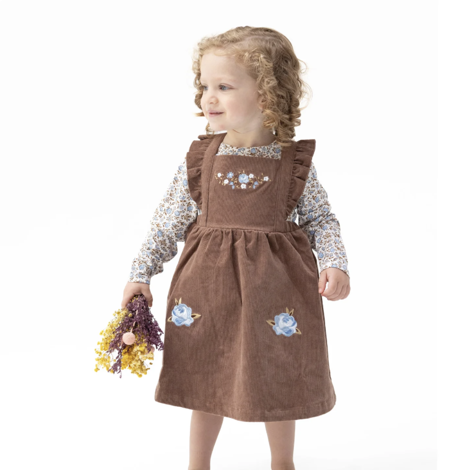 Angel Dear Angel Dear Hazel Floral Pinafore Dress And Long Sleeve Bodysuit Set