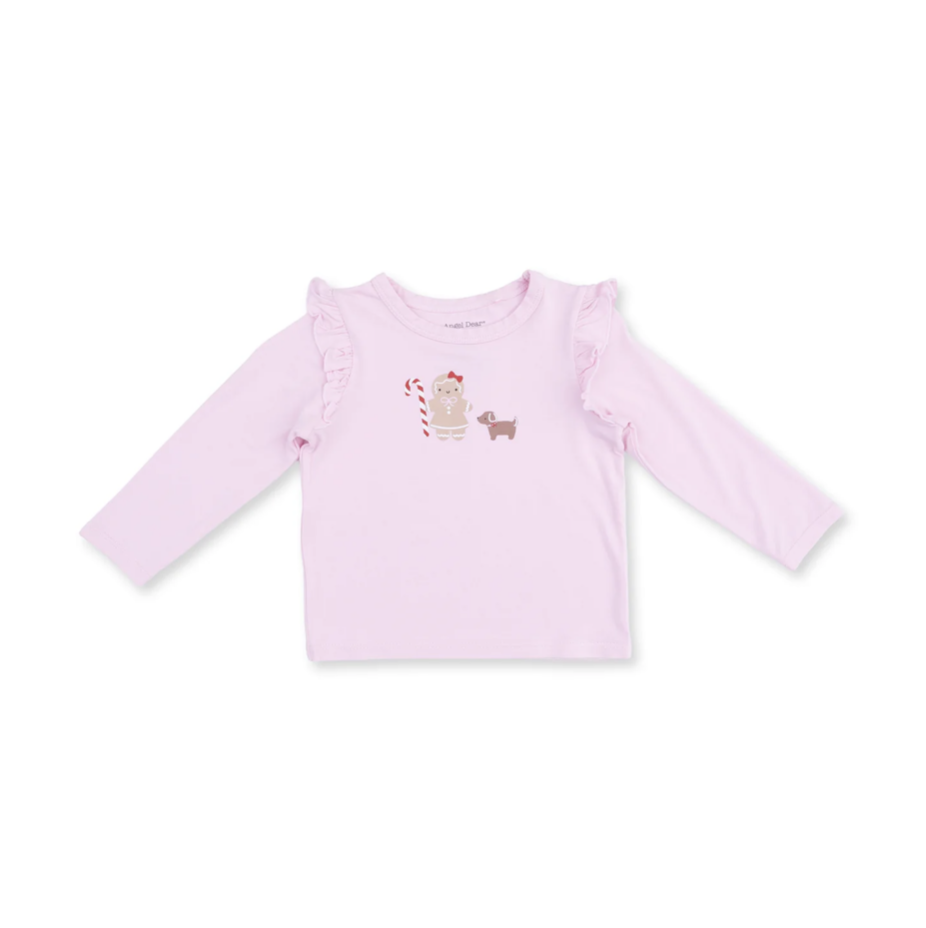 Angel Dear Angel Dear Gingerbread Long Sleeve Ruffle Tee