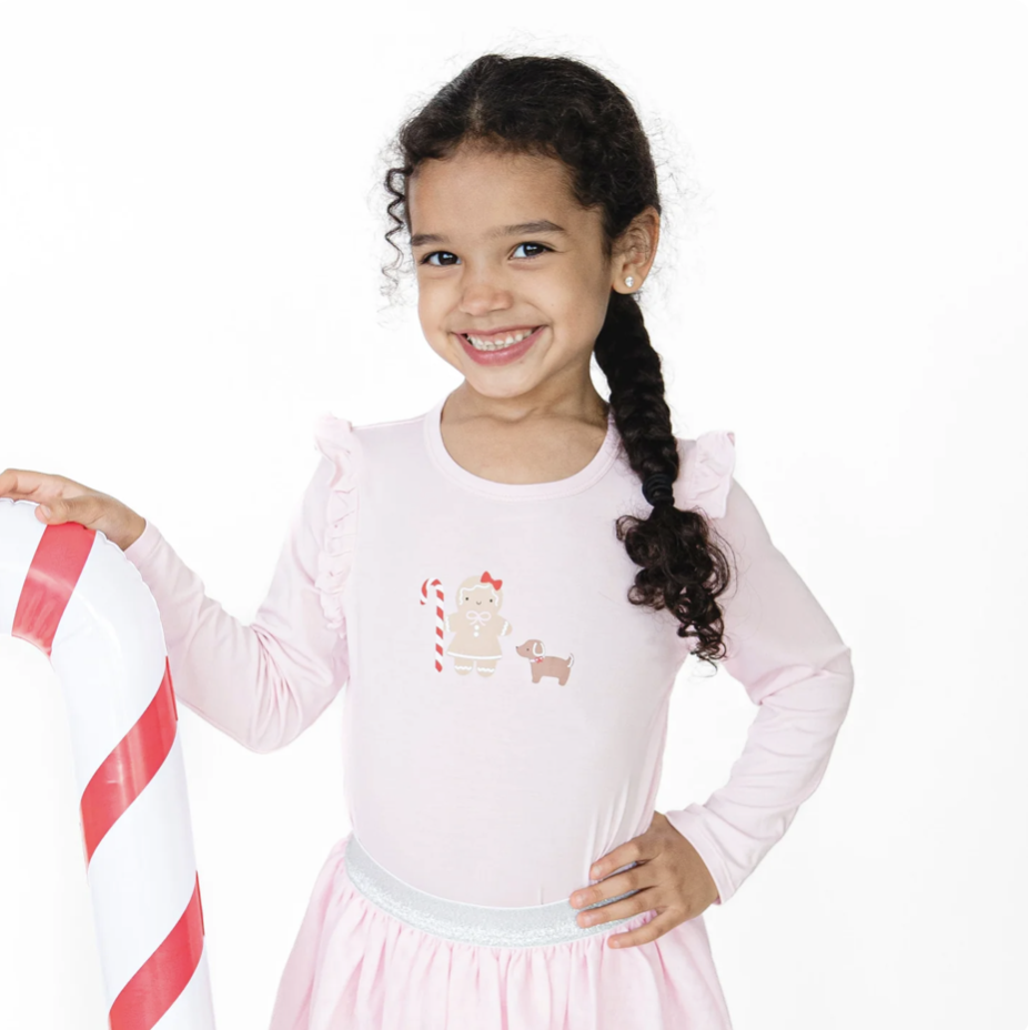 Angel Dear Angel Dear Gingerbread Long Sleeve Ruffle Tee
