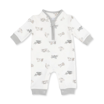 Angel Dear Angel Dear Vintage Airplane Pilots Zip Neck Romper