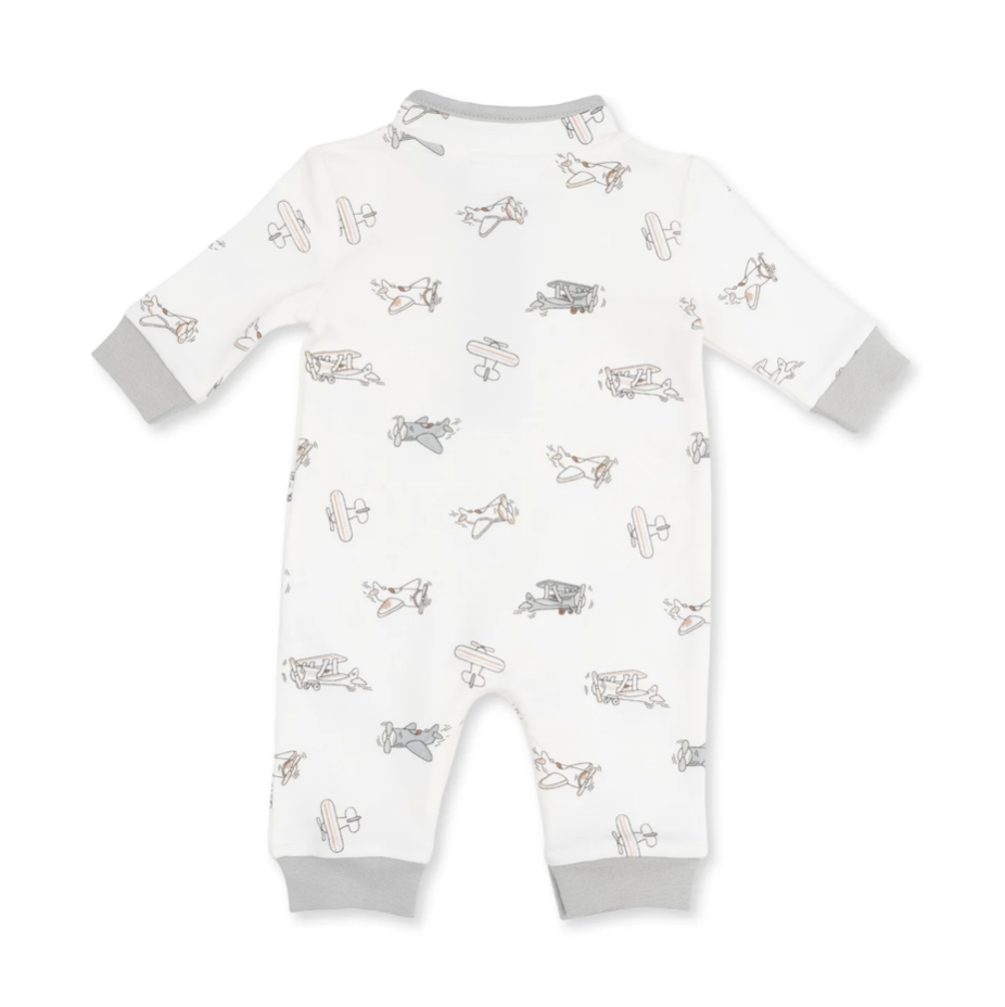 Angel Dear Angel Dear Vintage Airplane Pilots Zip Neck Romper
