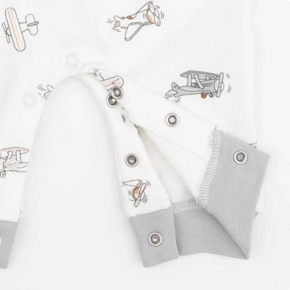 Angel Dear Angel Dear Vintage Airplane Pilots Zip Neck Romper