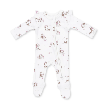 Angel Dear Angel Dear Explorer Puppy Pink 2 Way Ruffle Back Zipper Footie