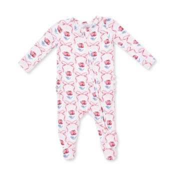 Angel Dear Angel Dear Leslie Rose 2 Way Ruffle Back Zipper Footie