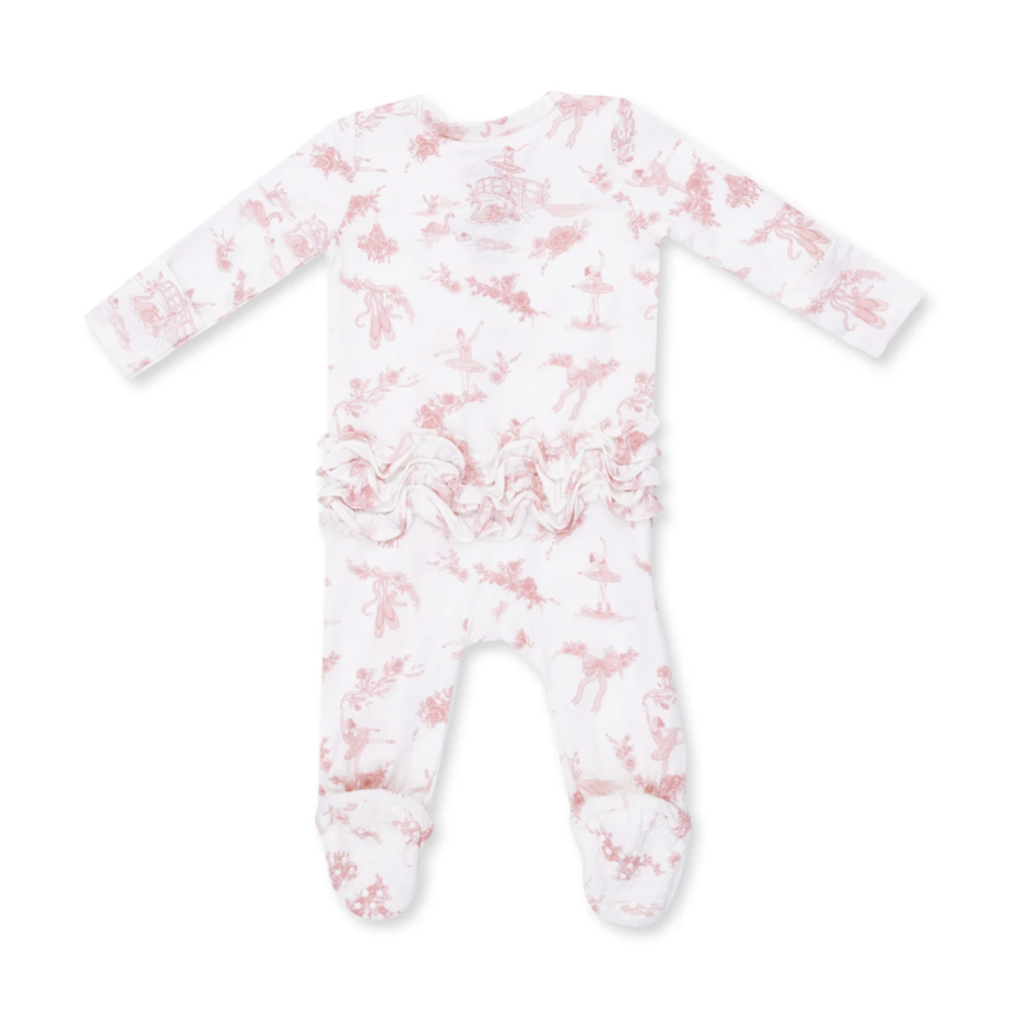 Angel Dear Angel Dear Ballet Toile 2 Way Ruffle Back Zipper Footie