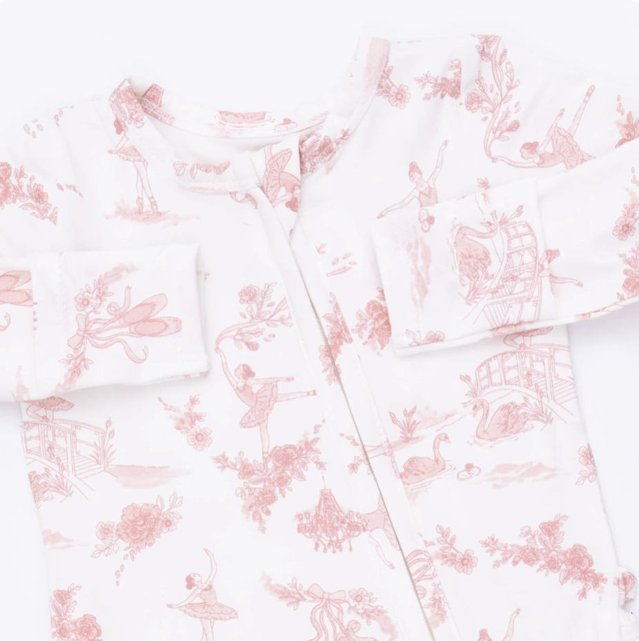 Angel Dear Angel Dear Ballet Toile 2 Way Ruffle Back Zipper Footie